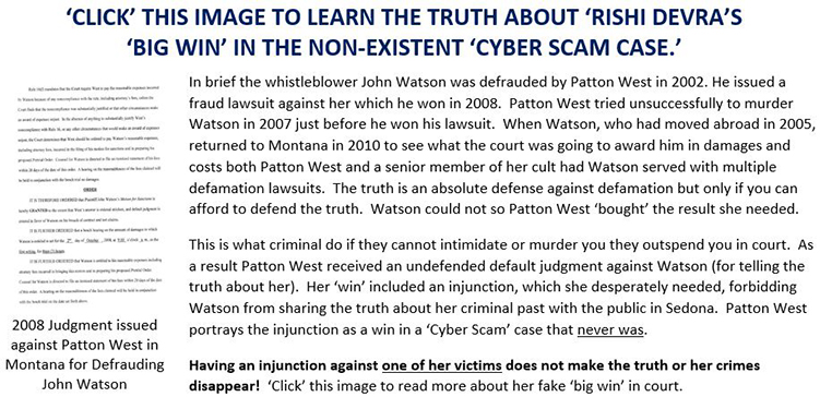 Dr Devra West, Rishi Devra, Cyber integrity, Cyber Scam, Wins Permanent Injunction, The Living Rishi, Teacher of Teachers, Sedona Arizona, Awakening, Ascension, 